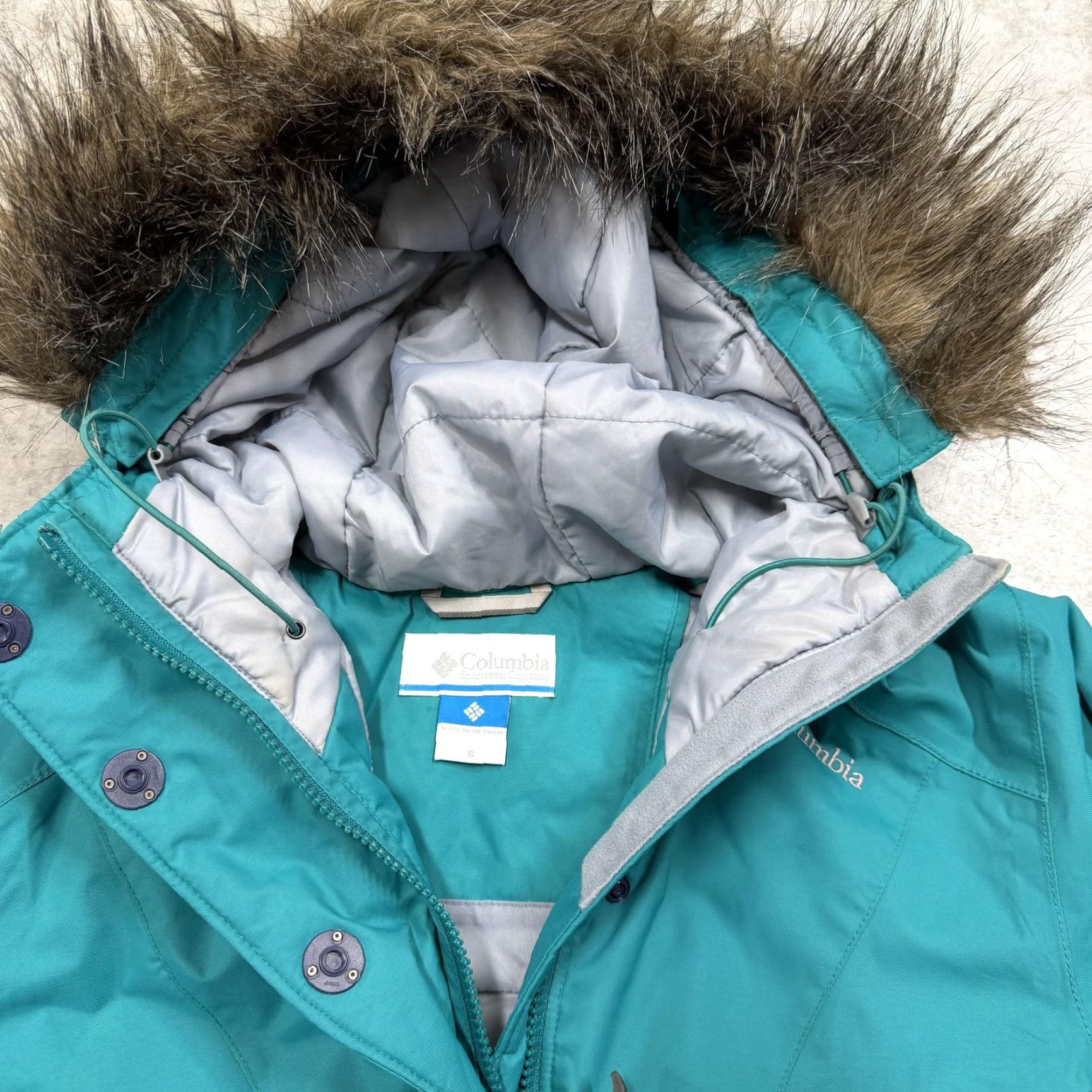 Vintage Columbia Jacket Womens Small Blue Hooded Faux Fur Trim Insulated Parka Winter Size S / US 4 / IT 40 - 3 Thumbnail