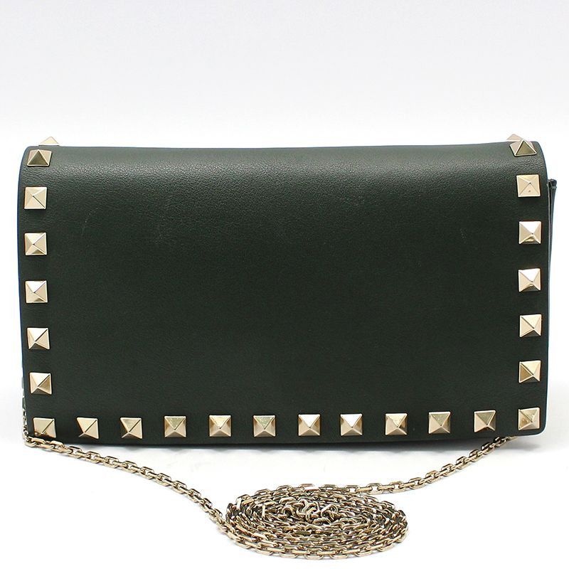 Valentino Khaki Leather Rockstud Mini Chain Crossbody Bag Size ONE SIZE - 1 Thumbnail