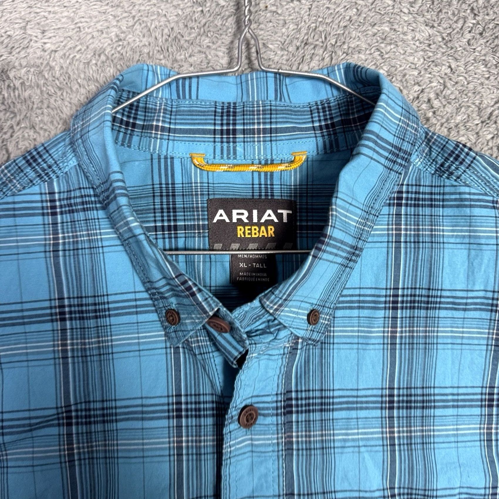 Ariat Ariat Rebar Shirt Mens XLT Tall Plaid Short Sleeve Durastretch Workwear Utility Shirt Size US XL / EU 56 / 4 - 4 Thumbnail