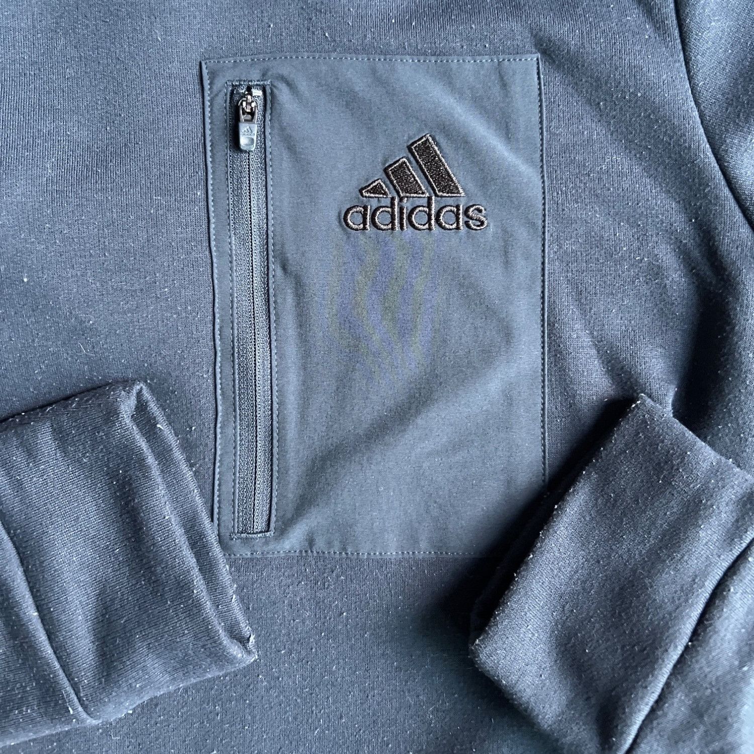 Adidas Adidas Performance Blue Pullover Hoodie W/ Zip Pocket Fleece Size US M / EU 48-50 / 2 - 6 Thumbnail