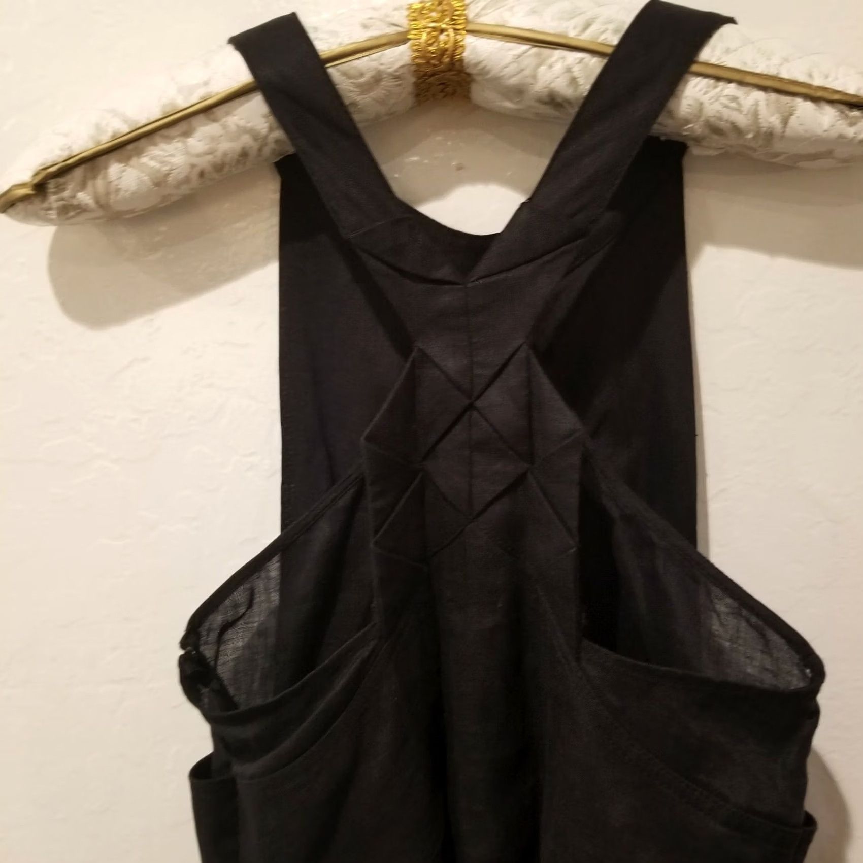 Vintage Max Studio Womens Sz 10 Sleeveless Cocktail Dress Belted Cross Back Linen Black Size L / US 10 / IT 46 - 3 Thumbnail