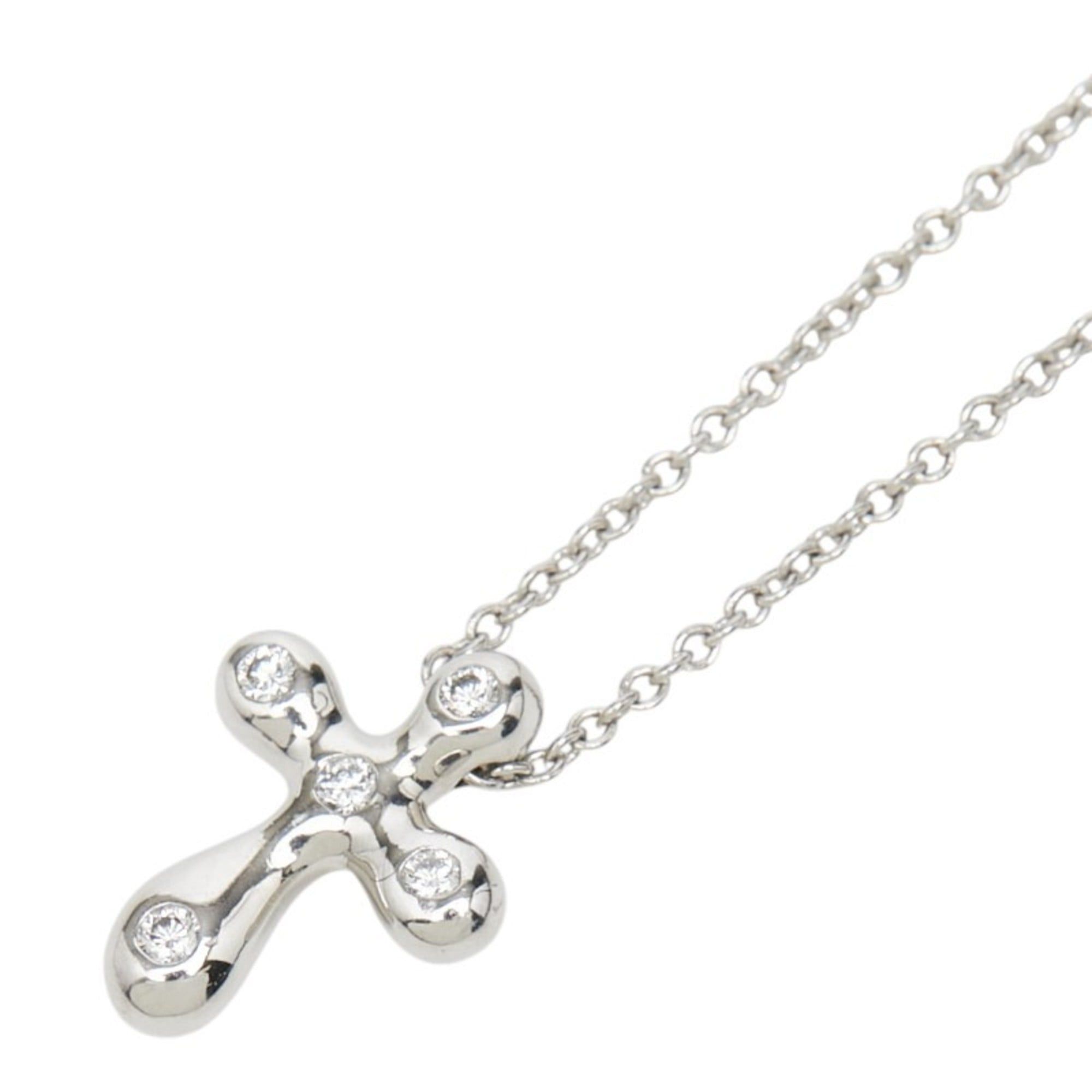 Tiffany & Co. Tiffany Elsa Peretti Small Cross Pendant Necklace in Silver (Pt950) Platinum with Diamonds for Women. TIFFANY & Co. Size ONE SIZE - 1 Thumbnail