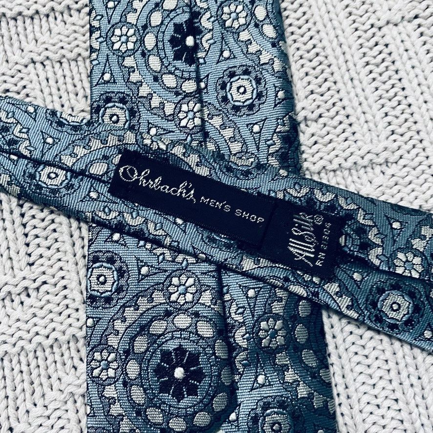 Vintage Vintage Ohrbach's silver paisley silk slim tie Size ONE SIZE - 3 Thumbnail