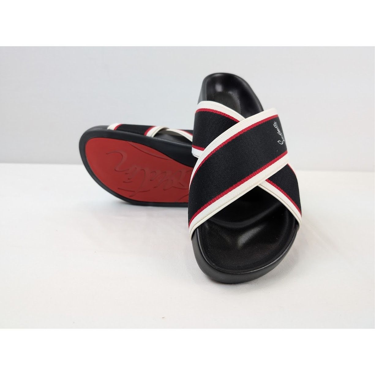 Christian Louboutin o1rshd1 Hot Cross Bizz Flat Slippers in Black/Multicolor Size US 10 / EU 43 - 13 Thumbnail