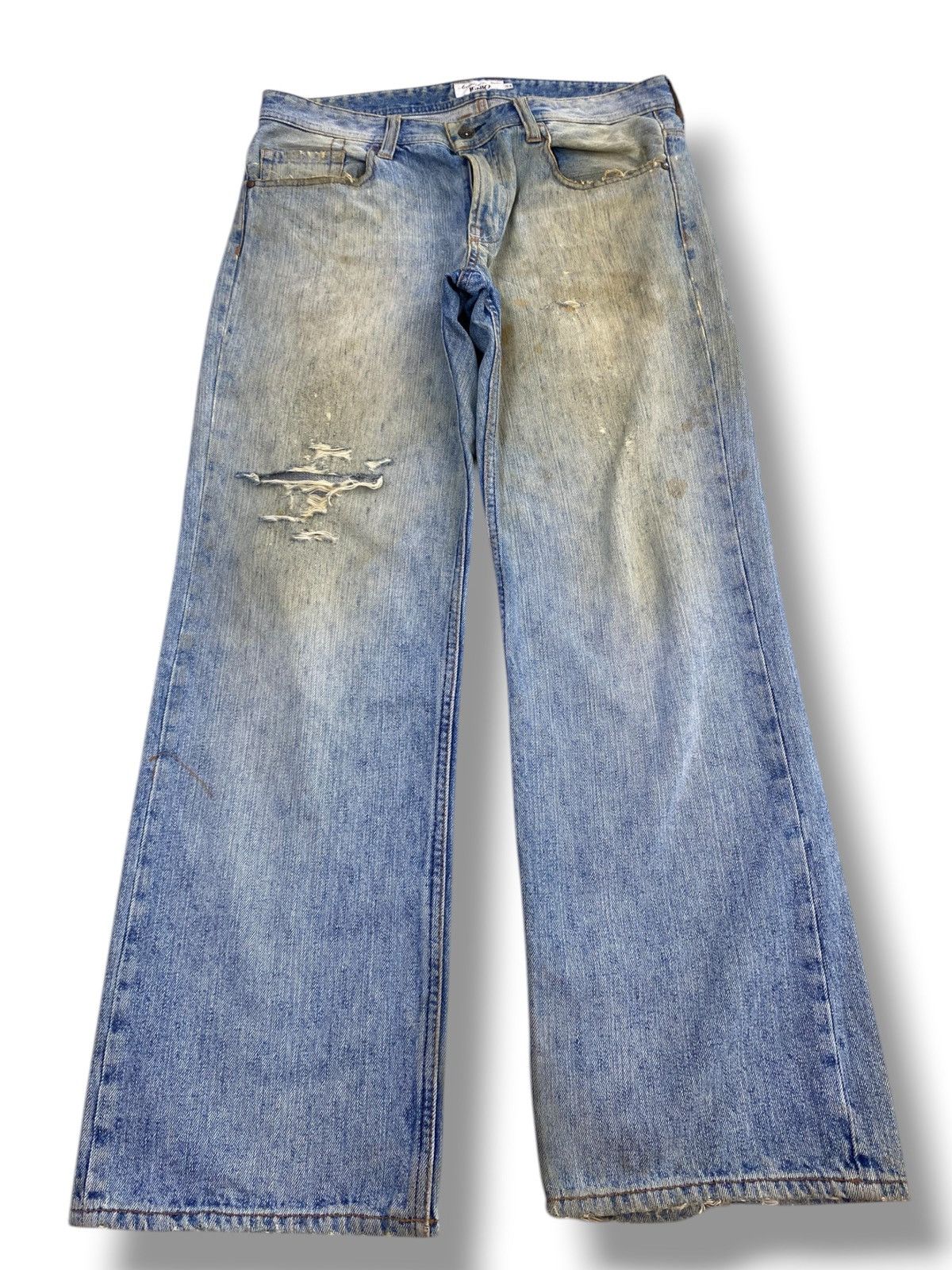 Japanese Brand Japanese Brand Dirty Mud Wash Style Ripped Jeans Size US 33 - 1 Thumbnail