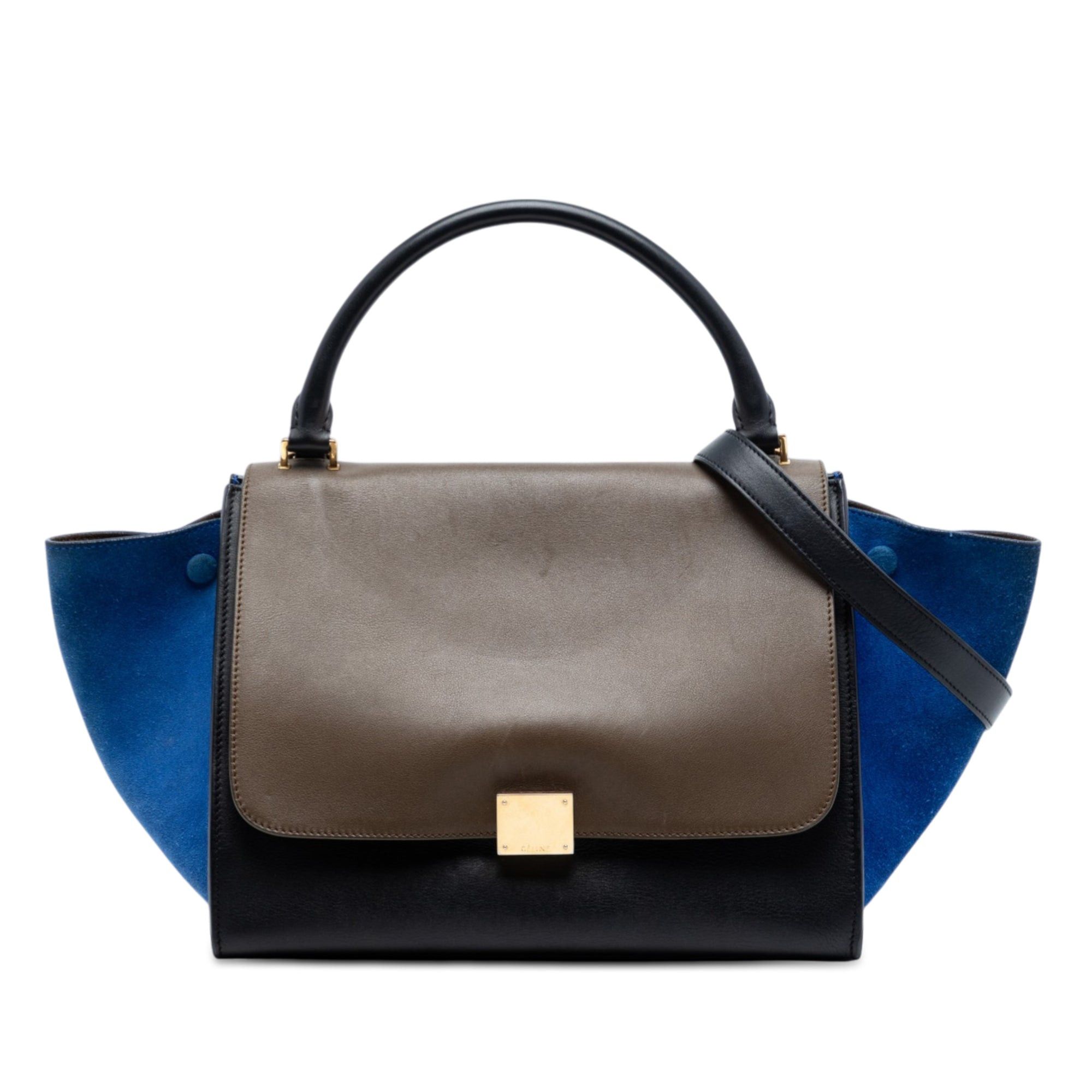 Celine Medium Tricolor Calfskin and Suede Trapeze Satchel Size ONE SIZE - 1 Thumbnail