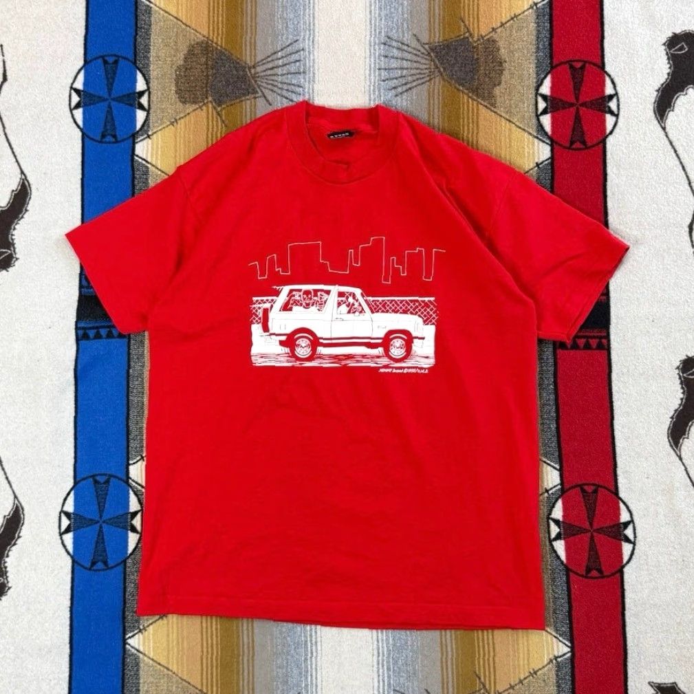 Fruit Of The Loom VINTAGE 90s OJ Simpson Bronco Car Chase T-Shirt XL Mens Red Short Sleeve Made In USA Size US XL / EU 56 / 4 - 2 Thumbnail