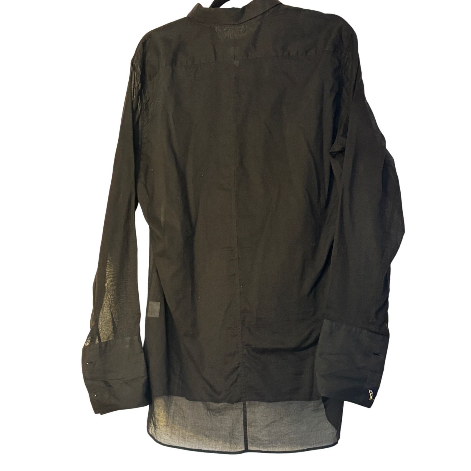Dries Van Noten Dries Van Noten Men's Black See-Through Pleated Tuxedo Shirt Size US M / EU 48-50 / 2 - 3 Thumbnail