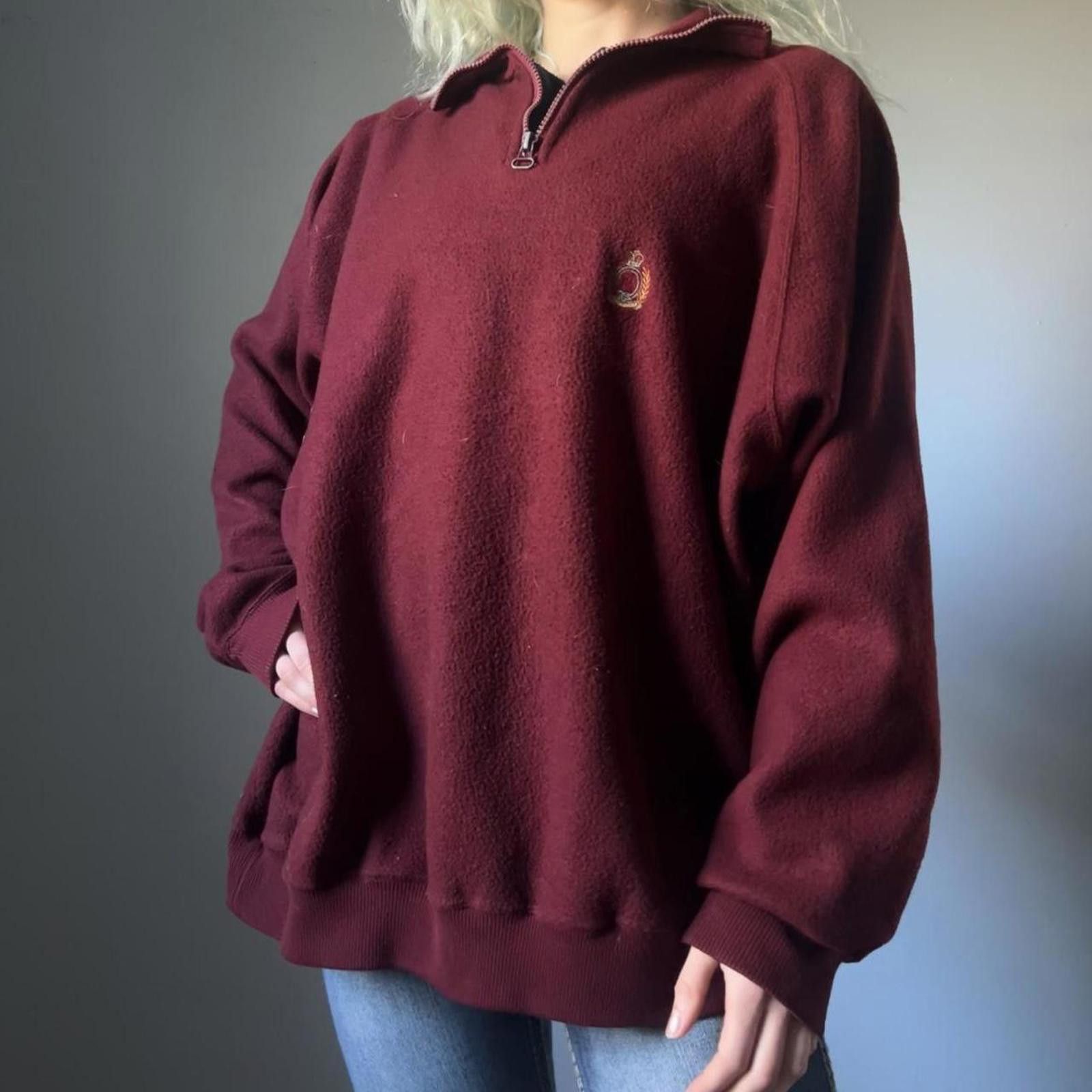 Bugle Boy Burgundy vintage 90s quarter zip sweatshirt Size XL / US 12-14 / IT 48-50 - 8 Thumbnail