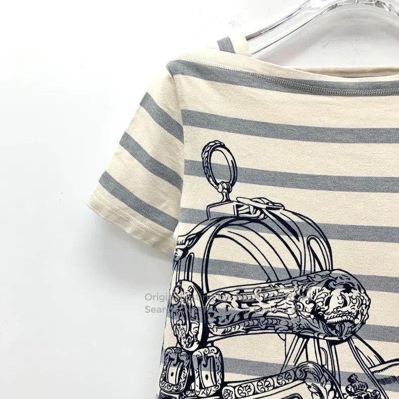 Hermes Hermes Color-block stripe print cotton round-neck short-sl Size XXS / US 00 / IT 34 - 3 Thumbnail
