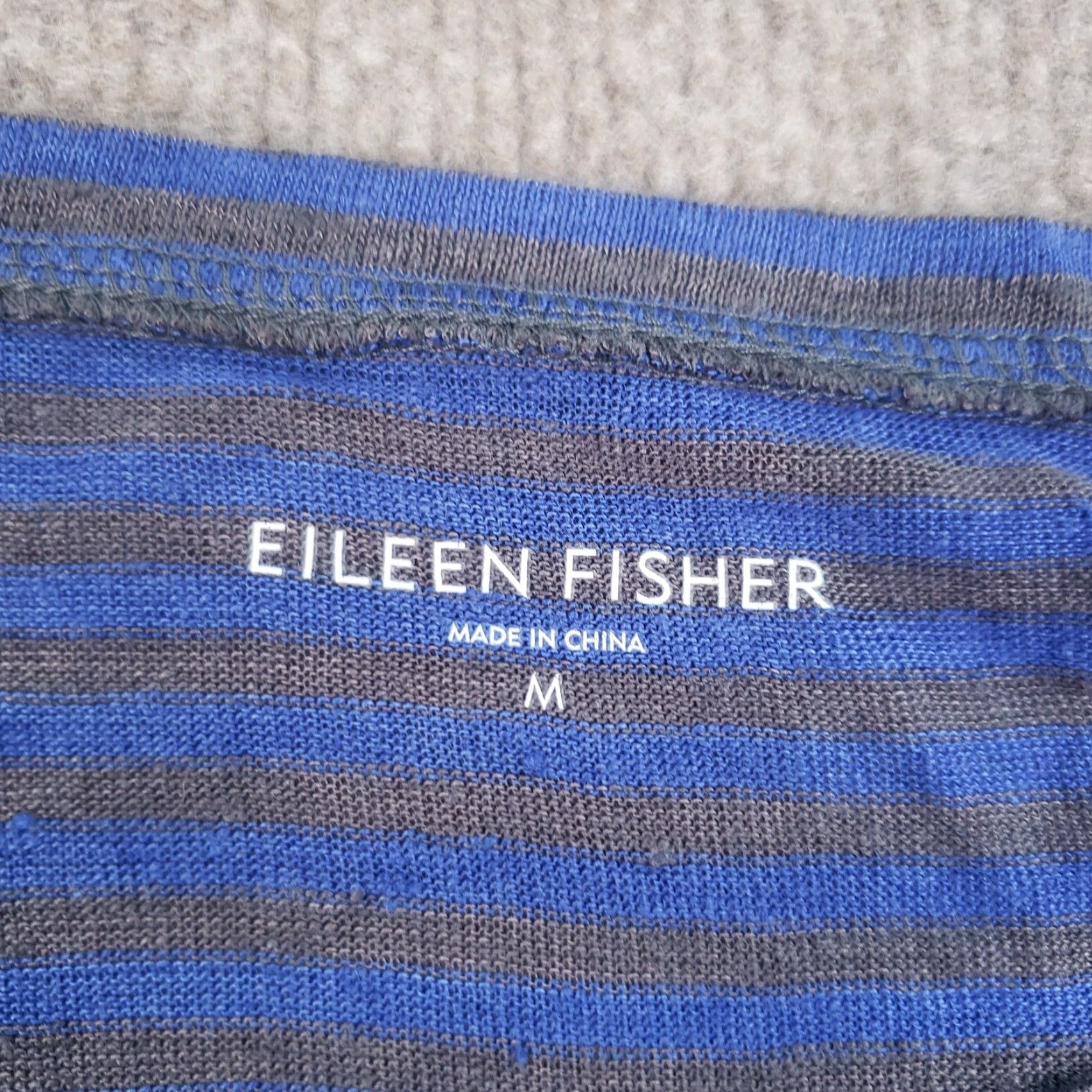 Eileen Fisher Eileen Fisher Linen Pullover Shirt Womens Medium Blue Striped Long Sleeve Casual Size M / US 6-8 / IT 42-44 - 5 Thumbnail