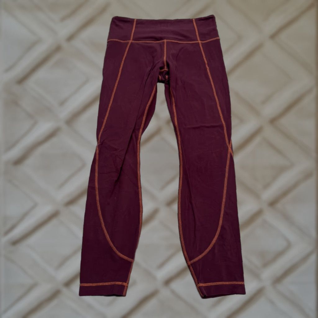 Athleta VINTAGE Athleta Women’s Leggings Cropped Skinny Activewear Yoga Fall Spring Summer Winter Maroon Size S Size 28" / US 6 / IT 42 - 1 Thumbnail