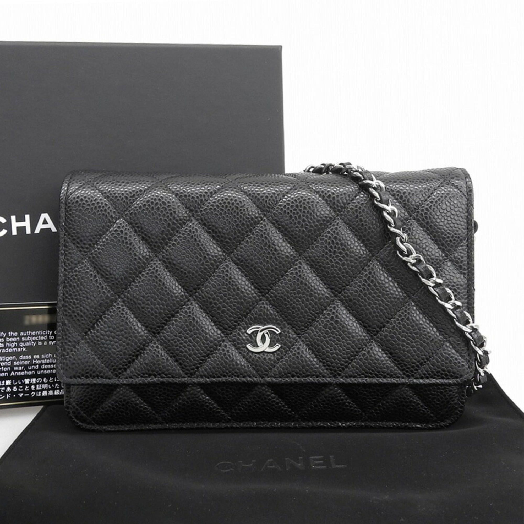 Chanel Like New Chanel Coco Mark Chain Wallet (Serial Number 28) AP0250 Caviar Leather Black Size ONE SIZE - 1 Thumbnail