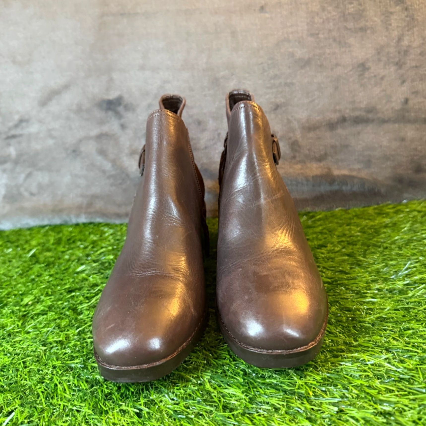 Cole Haan Cole Haan Signature Brown Leather Suede Ankle Boots Womens 6.5 B Buckle Zip Almond Toe Block Heel Bootie Size US 7 / IT 37 - 3 Thumbnail