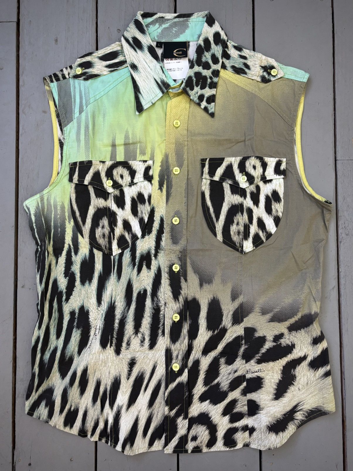 Just Cavalli Animal Fur Sleeveless Shirt Size US L / EU 52-54 / 3 - 1 Thumbnail