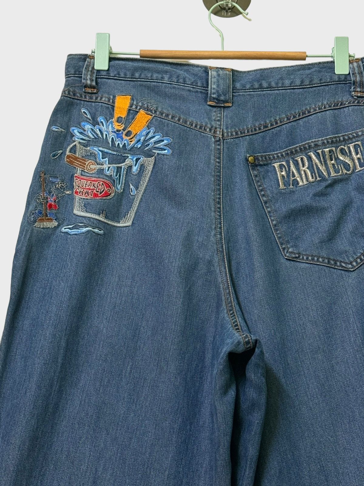 JNCO Farnese Baggy Squeaked Rat Embroidered Jnco Hiphop Baggy Size US 30 / EU 46 - 8 Thumbnail