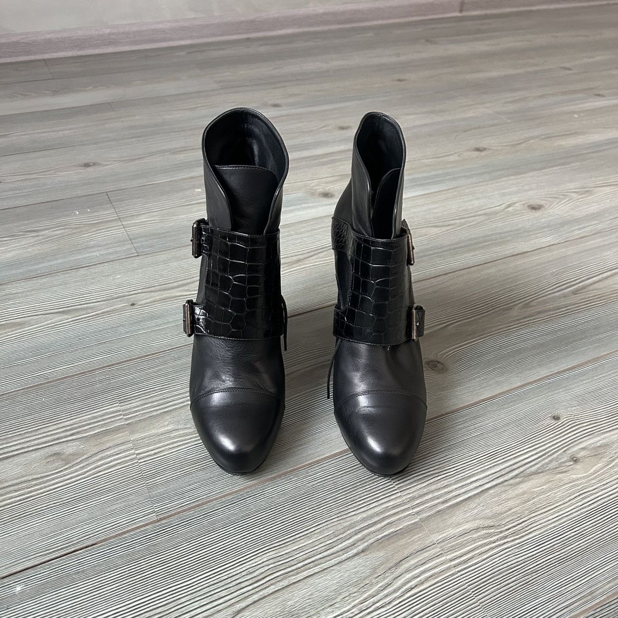 Sacai Sacai Black Buckle Leather Wedge Boots Size US 11 / IT 41 - 6 Thumbnail