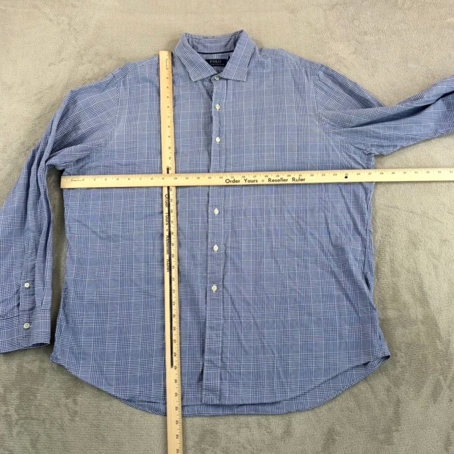 Polo Ralph Lauren VINTAGE? No — Polo Ralph Lauren Shirt Blue Glen Check Long Sleeve 2XL Button-Up Dressy Casual Men Size US XXL / EU 58 / 5 - 4 Thumbnail