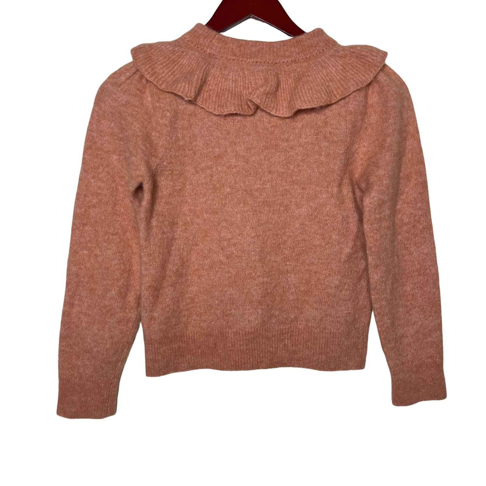 DOEN Doen Azaria Alpaca Wool Ruffle neck sweater in Coral sz XS Size XS / US 0-2 / IT 36-38 - 3 Thumbnail