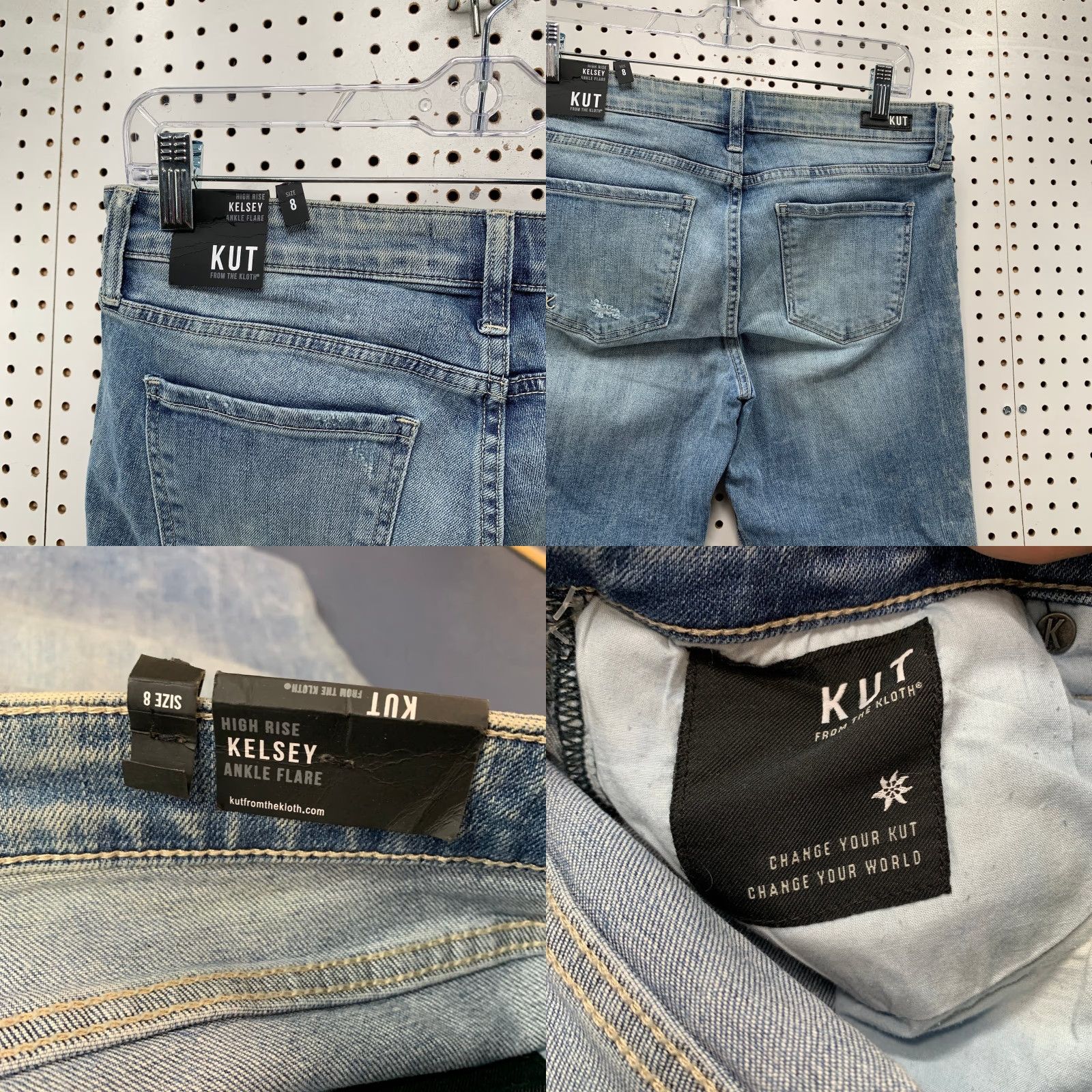 Vintage KUT from the Kloth Kelsey Jeans Womens 8 Blue High Rise Flare 27in Inseam 31in Waist Boho Modern Denim Jeans Womens 8 Regular Blue Flared 8 Size 30" / US 8 / IT 44 - 8 Thumbnail