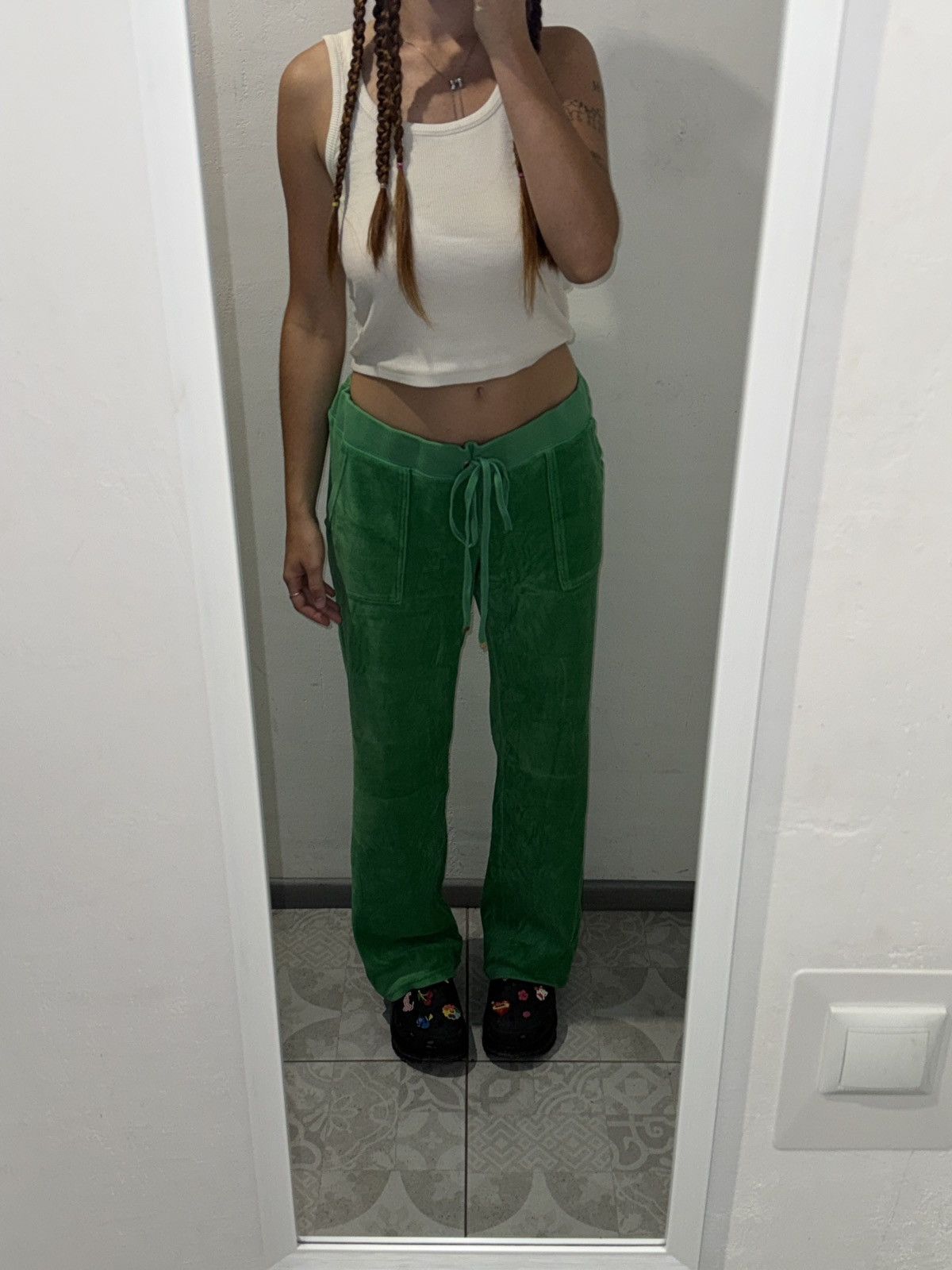 Juicy Couture VINTAGE VELOUR JUICY COUTURE 2000s GREEN PANTS Size 32" / US 10 / IT 46 - 3 Thumbnail
