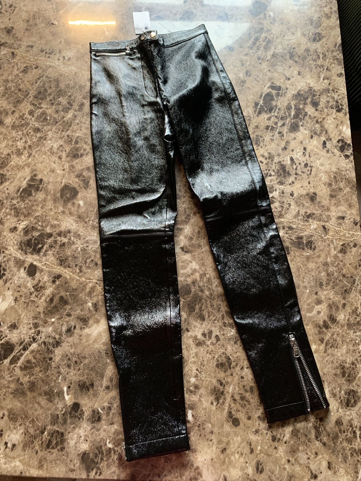 $1.3K BNWT black patent leather bicker leather pants