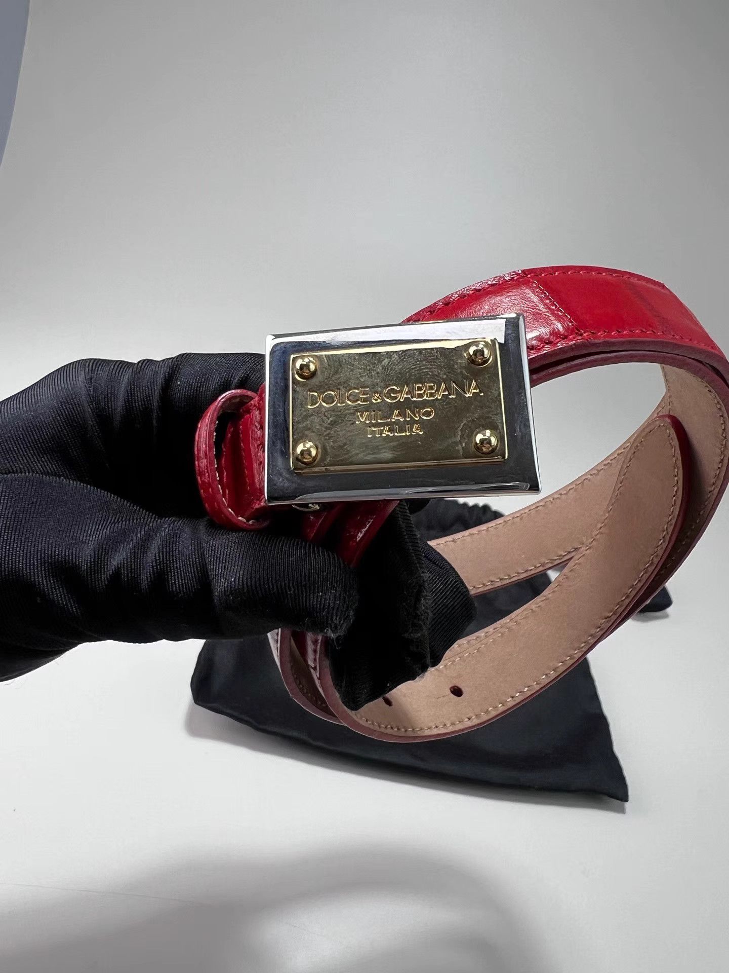 Dolce & Gabbana DOLCE&GABBANA Red Leather Belt Size ONE SIZE - 5 Thumbnail