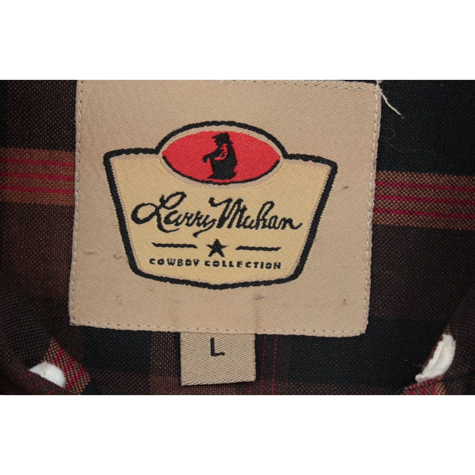 Vintage Larry Mahan Shirt Men's Large Long Sleeve Western Plaid Button Down 100% Cotton Size US L / EU 52-54 / 3 - 6 Thumbnail