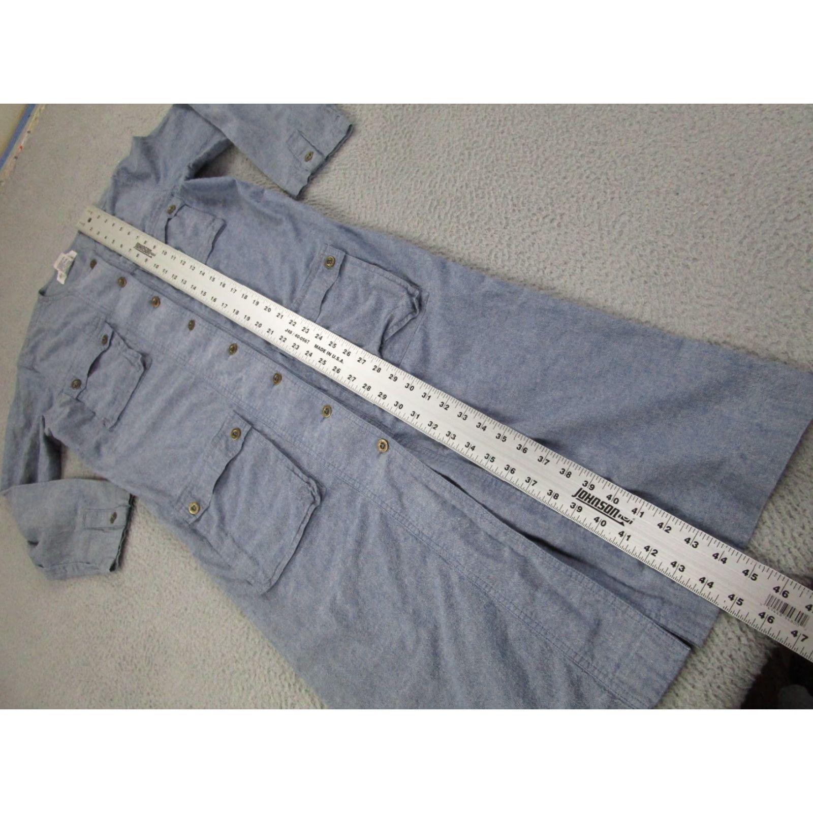 Gloria Vanderbilt VINTAGE Gloria Vanderbilt Dress Womens M Blue Murjani Maxi Chore Utility 90s y2k Dress Shirt Size M / US 6-8 / IT 42-44 - 5 Thumbnail