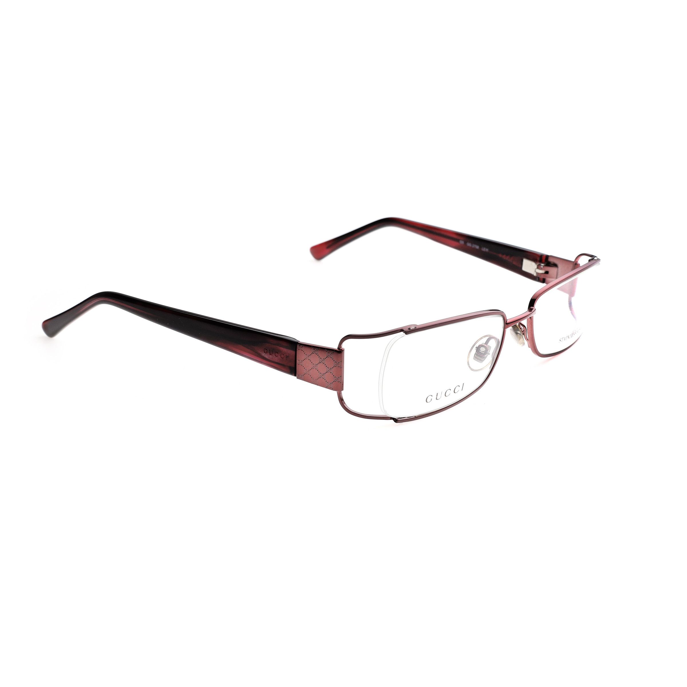 Gucci '00s Cherry Red Monogram Rectangular Glasses