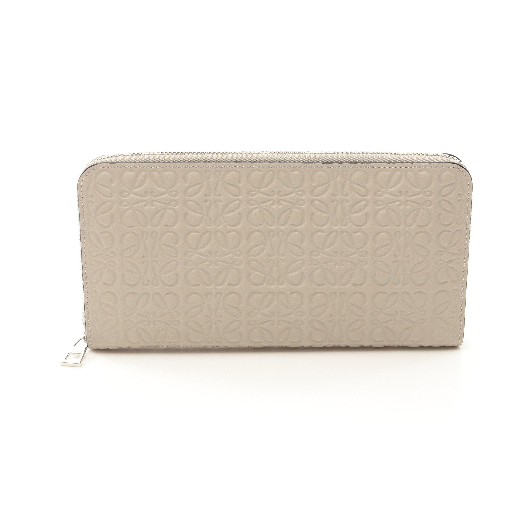 Loewe Loewe Repeat Anagram Round Zipper Long Wallet Leather Beige Size ONE SIZE - 1 Thumbnail