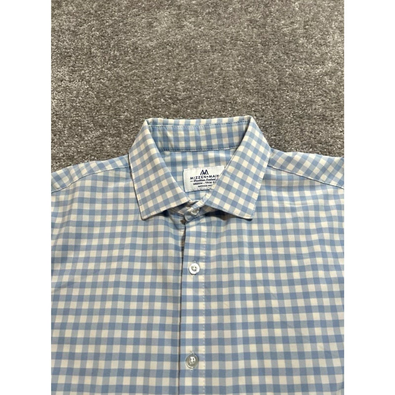 Mizzen+Main Mizzen+Main Shirt Mens Medium White Gingham Check Trim Fit Tradition Evolved Size US M / EU 48-50 / 2 - 3 Thumbnail