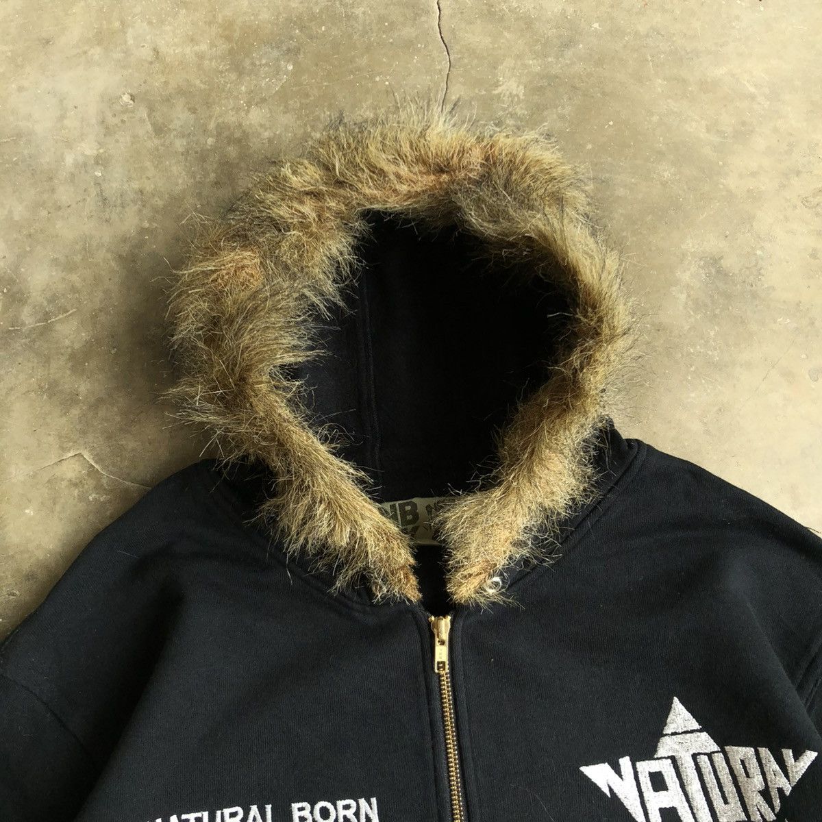 Japanese Brand 2000s Natural Born Stars Logo Fur Ziphoodie Black Lgb Size US XL / EU 56 / 4 - 6 Thumbnail