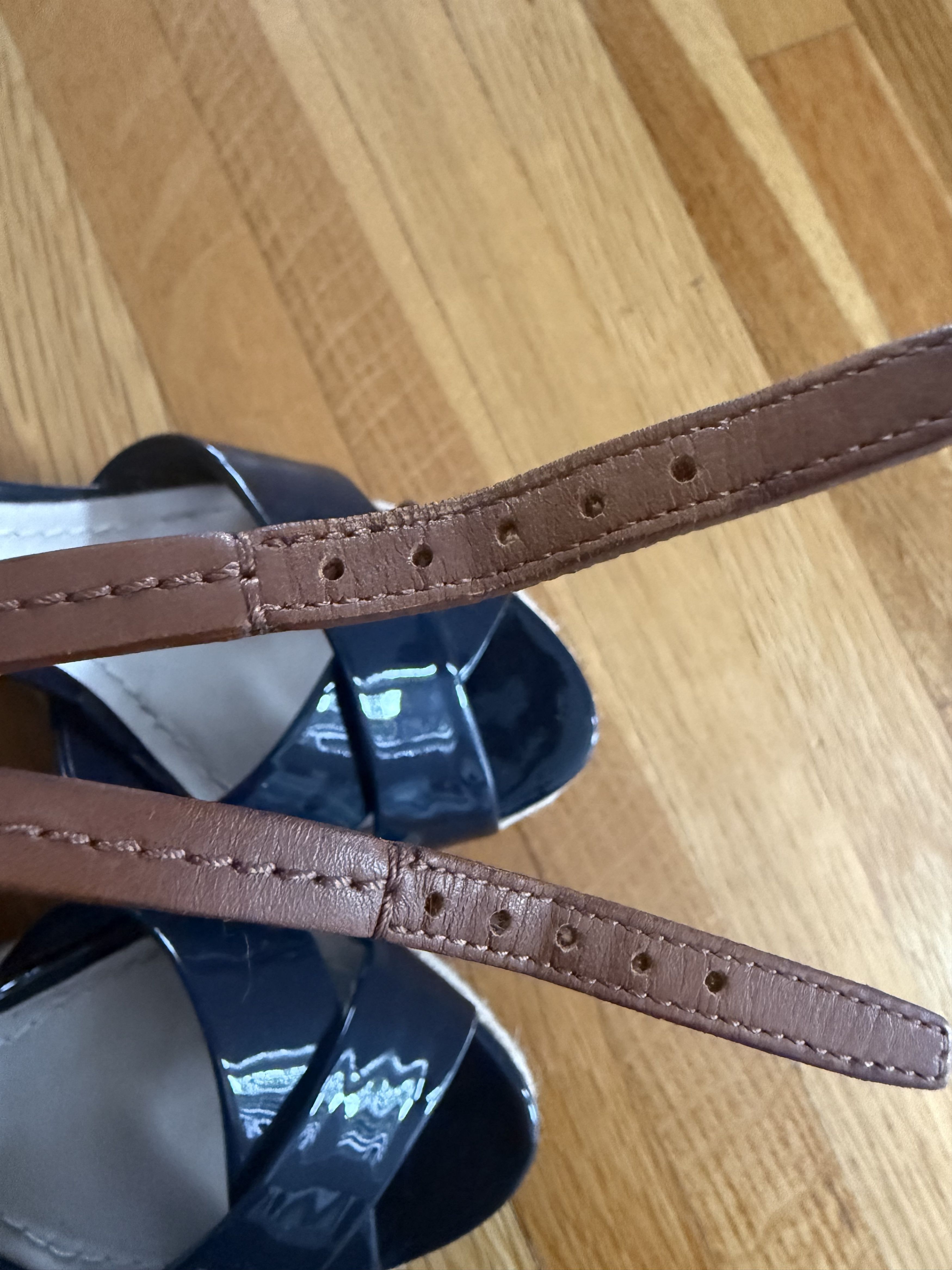 Christian Dior Monsieur Christian Dior Espadrille Wedge Sandals Navy Patent Leather Size US 7 / IT 37 - 7 Thumbnail