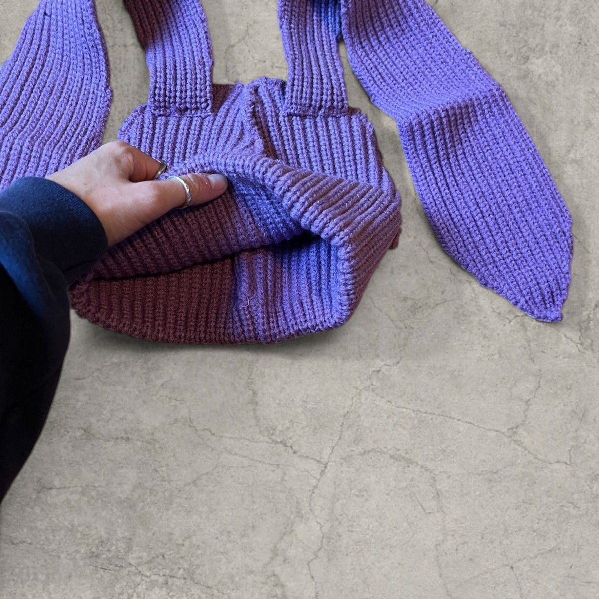 Japanese Brand Cool vintage style beanie, purple/lilac with patch. One size Size ONE SIZE - 3 Thumbnail