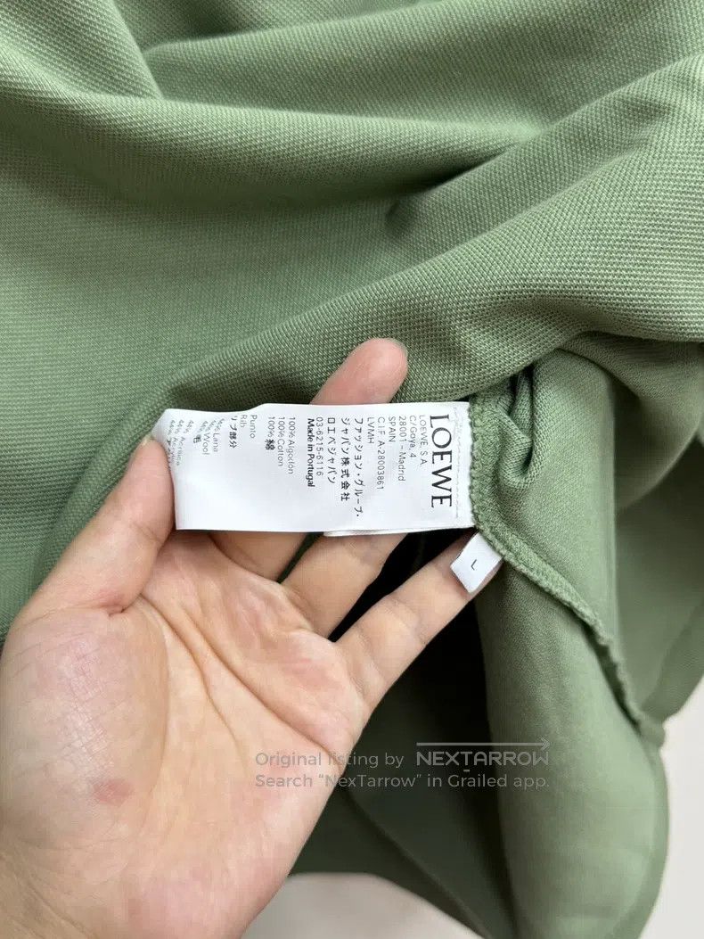 LOEWE Green short-sleeve polo shirt, size L, classic small