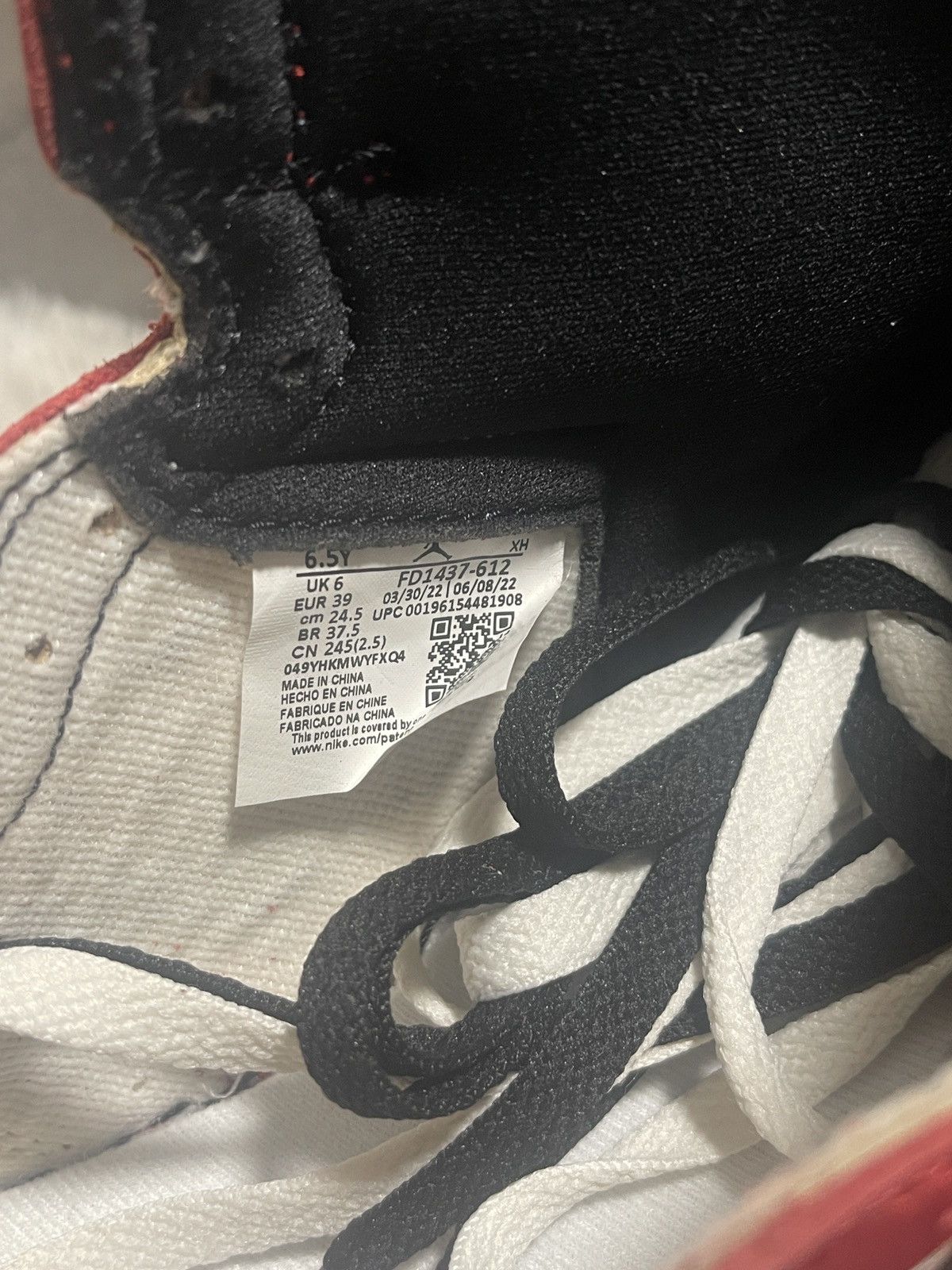 Jordan Brand AIR JORDAN 1 RETRO HIGH OG GS SIZE 6.5Y Size US 6.5 / EU 39-40 - 15 Thumbnail