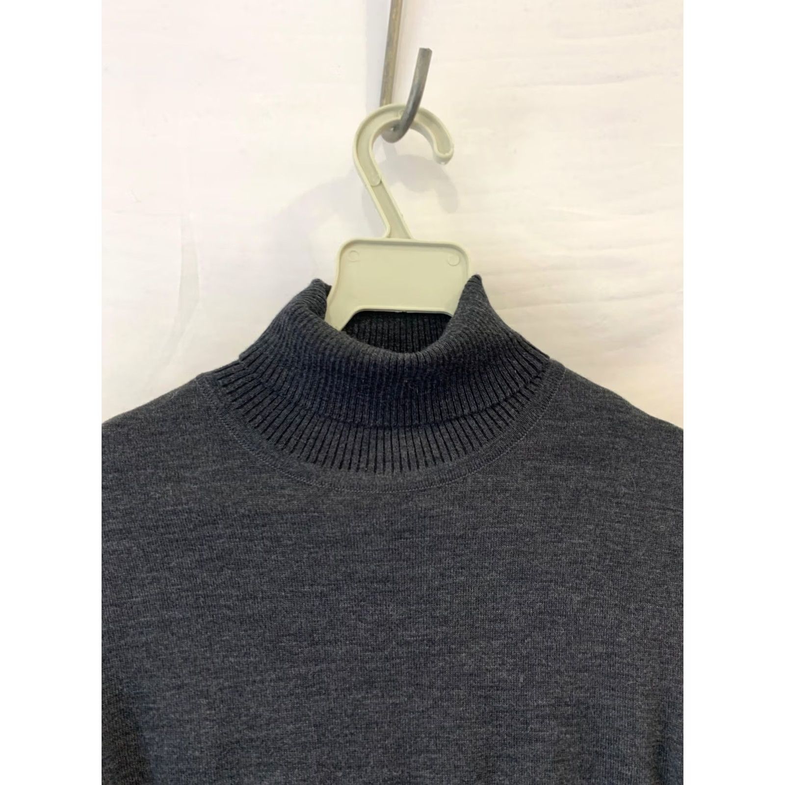 Wolford VINTAGE Wolford Merino Wool Blend Dress S Charcoal Gray Turtleneck Ribbed Knit Midi #221 Size S / US 4 / IT 40 - 6 Thumbnail