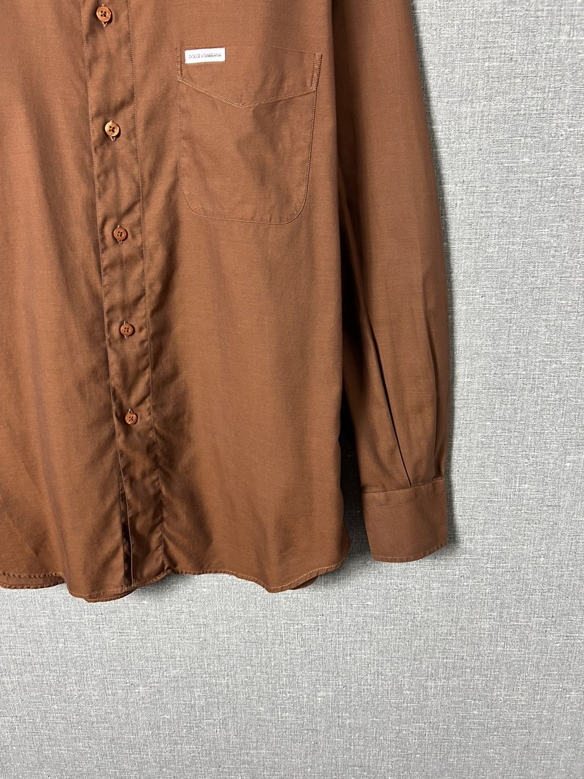 Dolce & Gabbana Dolce & Gabbana Button Up Long Sleeve Shirt Brown Size M Size US M / EU 48-50 / 2 - 7 Thumbnail