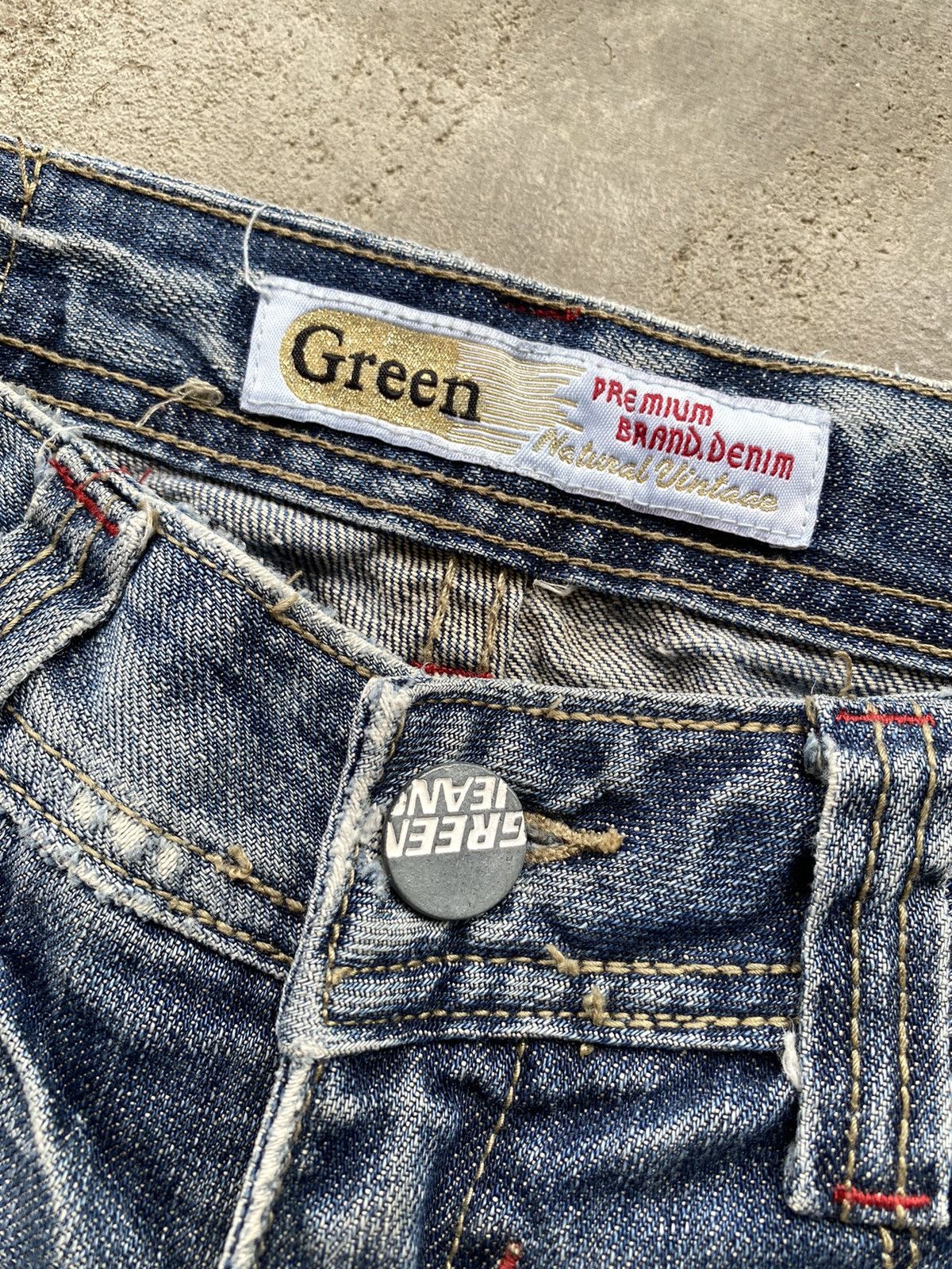 If Six Was Nine × Japanese Brand × Le Grande Bleu (L.G.B.) Green Natural Vintage Distressed Denim Jeans Size US 29 - 7 Thumbnail