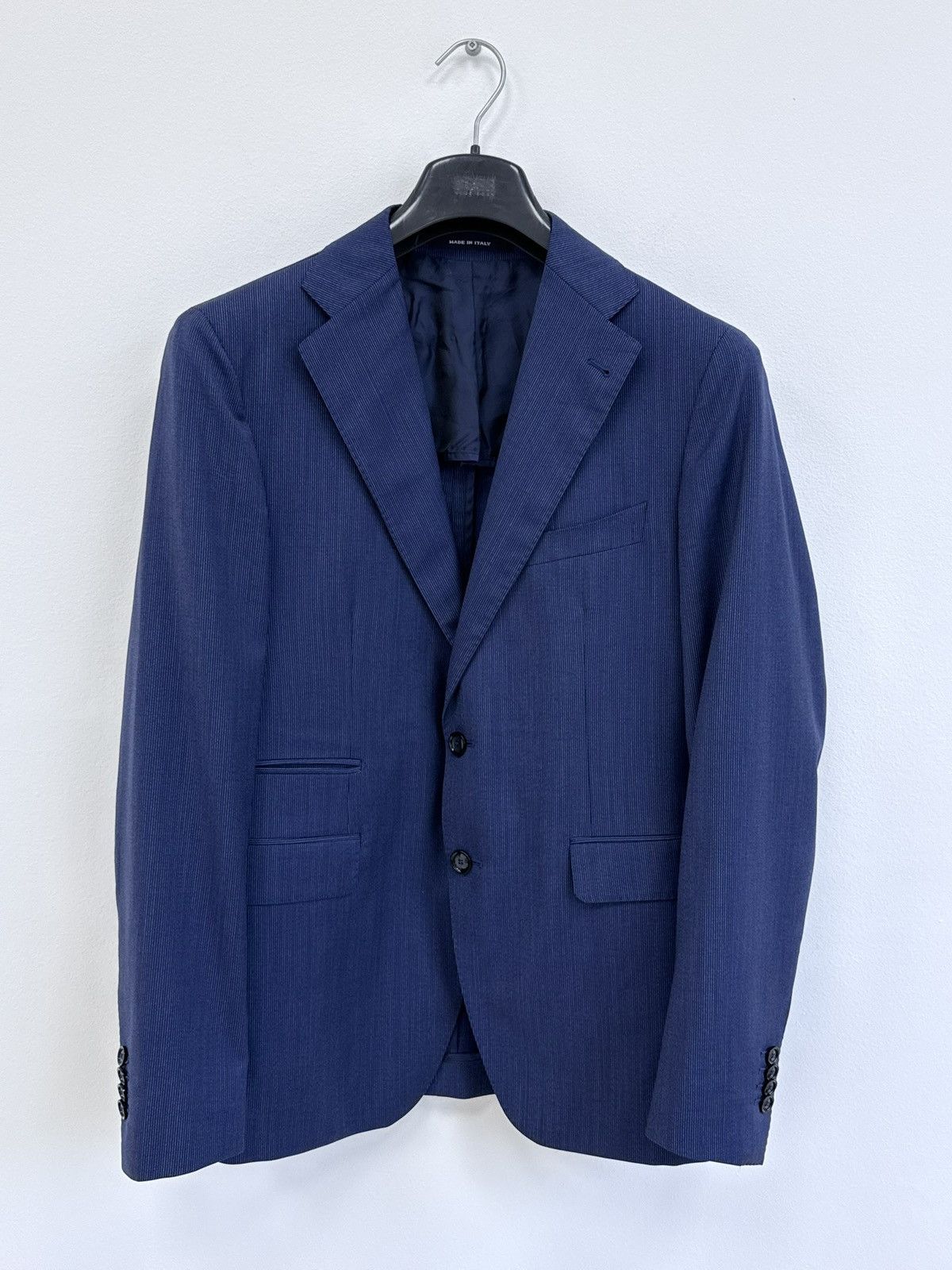 Tagliatore Tagliatore Navy Blue Striped Wool 130s Blazer Jacket Size 38R - 1 Thumbnail