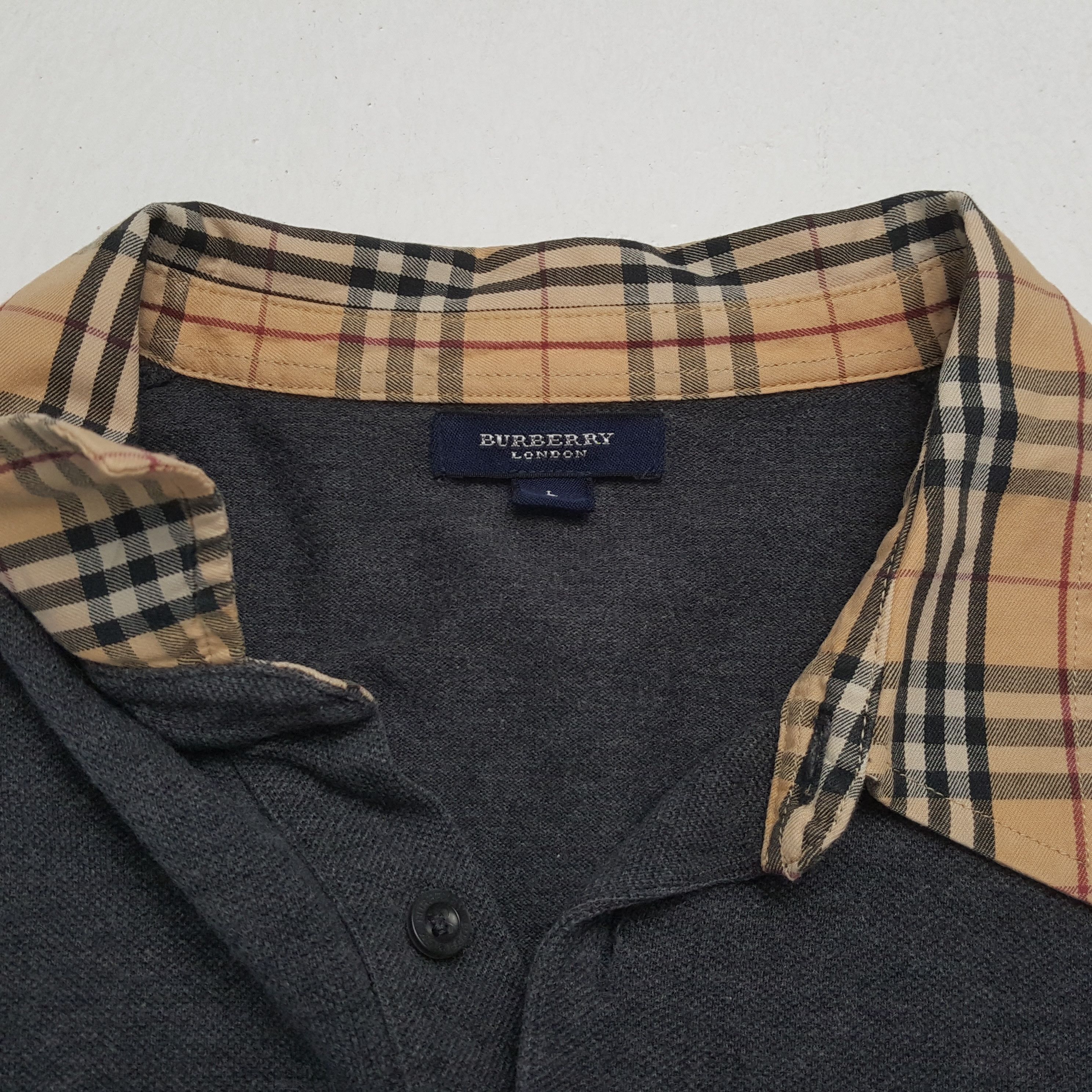Burberry × Vintage BURBERRY LONDON Fashion Style Long Sleeve Polos Size US L / EU 52-54 / 3 - 8 Thumbnail