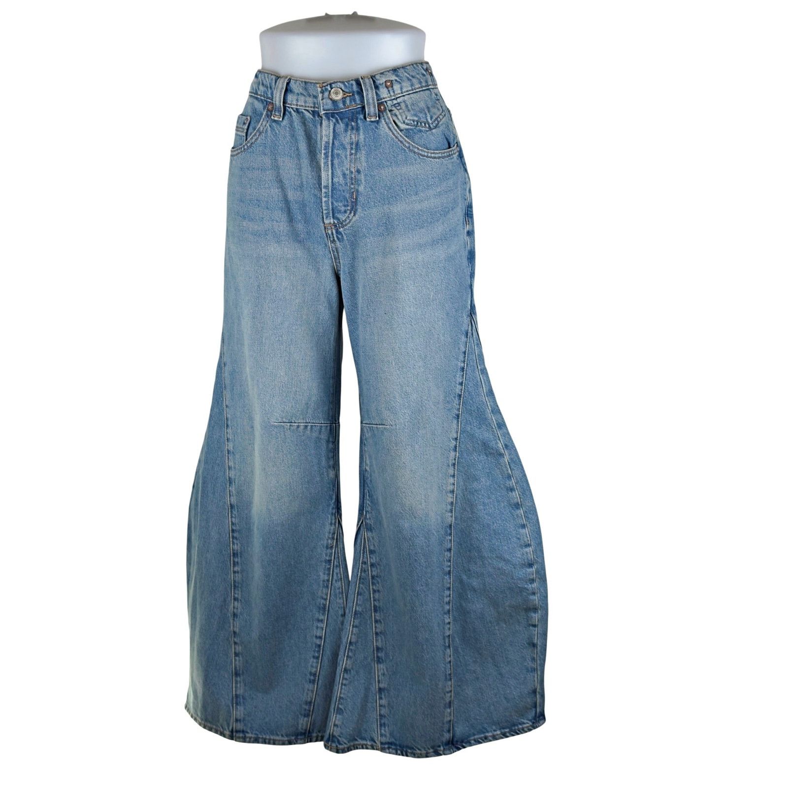Other We the Free Eden Slouchy Wide Leg Denim Jeans Button Fly Size 27" / US 4 / IT 40 - 3 Thumbnail