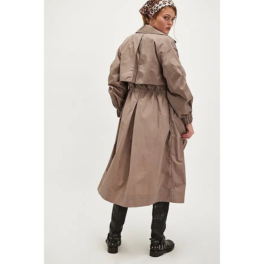 Free People NWT Indy Trench Coat $228 LARGE Dusted Cocoa BROWN Size L / US 10 / IT 46 - 5 Thumbnail