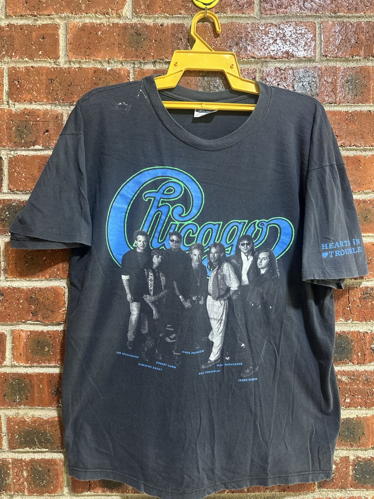 Band Tees Thrashed Vintage 90s Chicago Heart In Trouble Faded Tee Size US XL / EU 56 / 4 - 1 Thumbnail
