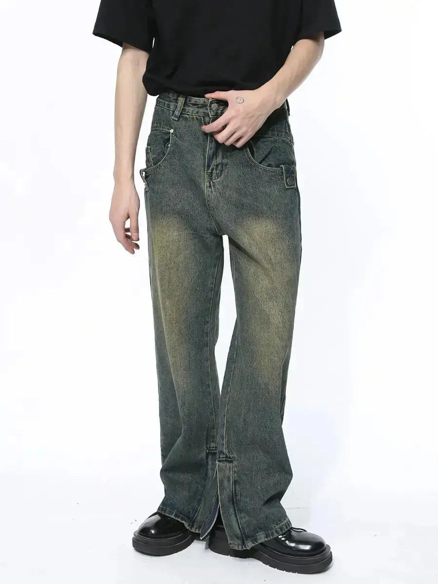 Japanese Brand Retro loose straight zipper jeans Size US 32 / EU 48 - 1 Thumbnail
