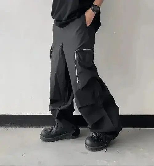 Japanese Brand Baggy Cargo Pants Straight Casual Harajuku Y2K Style Pockets Size US 34 / EU 50 - 3 Thumbnail