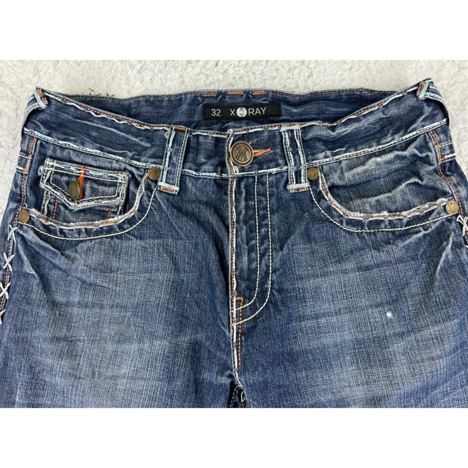 Vintage XRay Jeans Mens 32 Blue Denim Straight 100% Cotton Straight 32x31 Jeans Men Blue Denim 100% Cotton Regular Fit 5-Pocket Mens Size US 32 / EU 48 - 4 Thumbnail