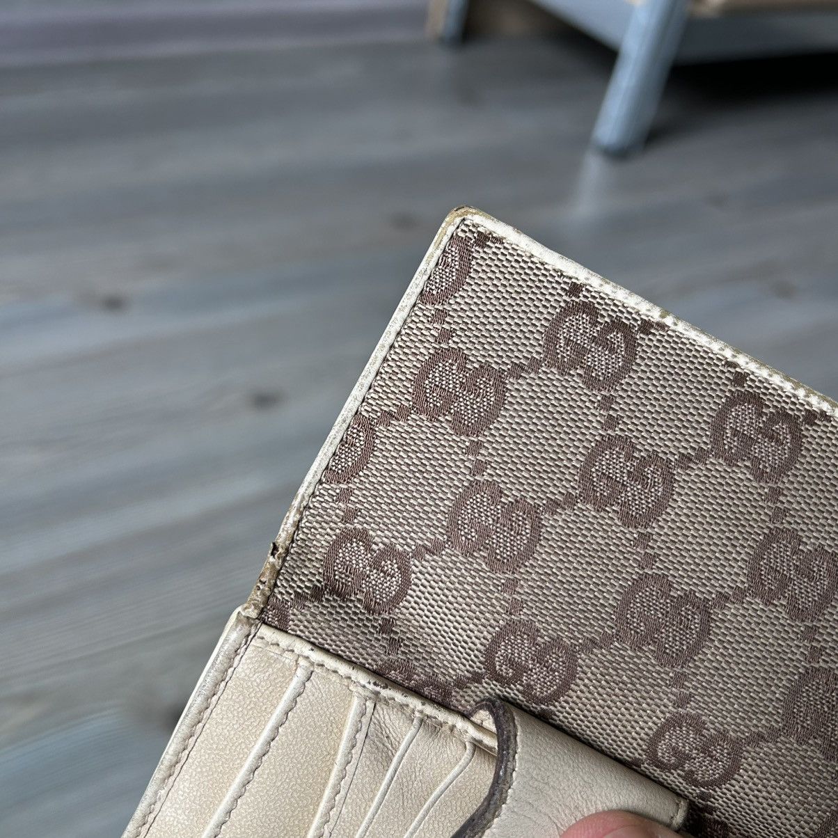 Gucci GUCCI GG BROWN WHITE CANVAS X LEATHER COMPACT WALLET Size ONE SIZE - 18 Thumbnail