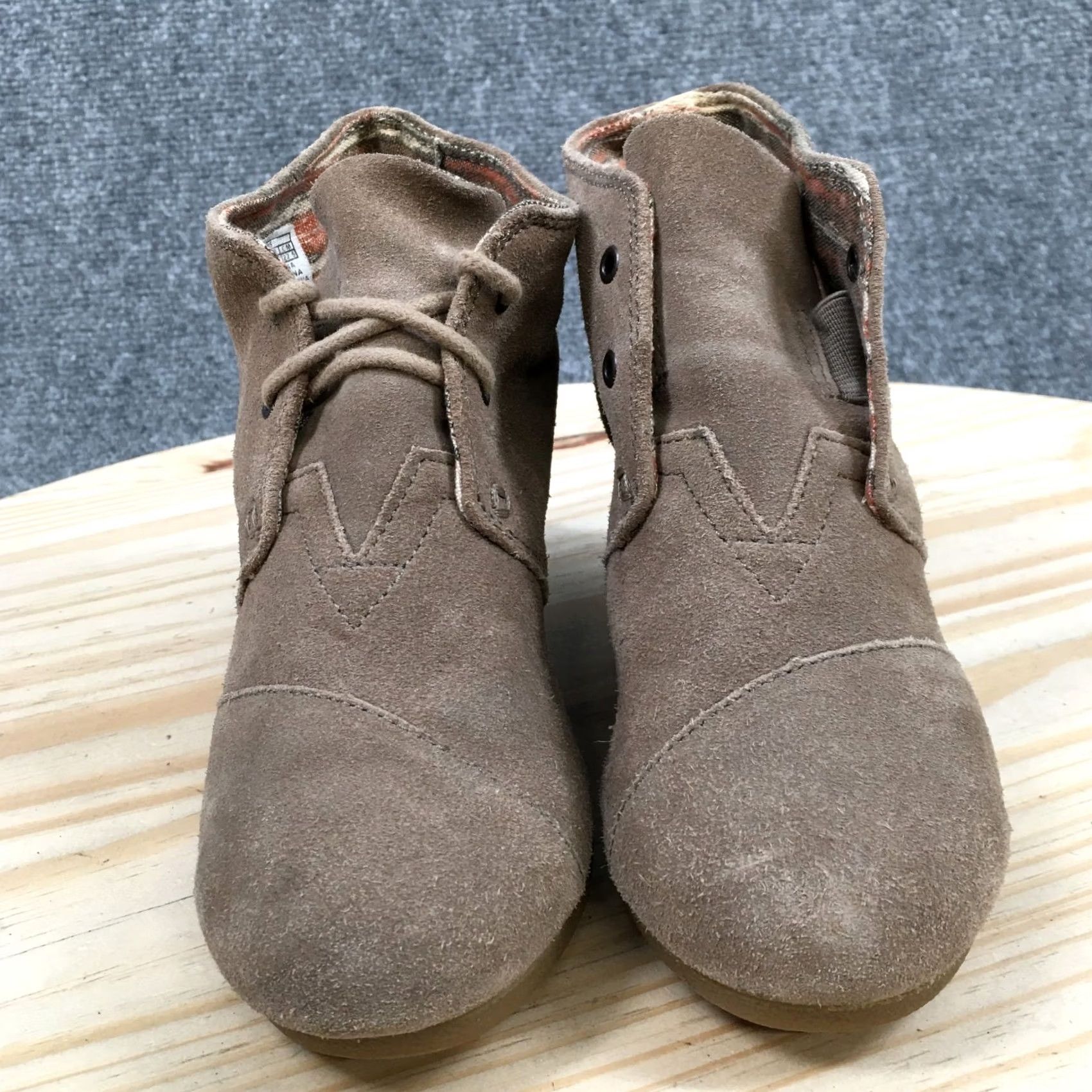 Toms Toms Boots Womens 5.5 Desert Brown Lace Up Casual Ankle Top Wedge Heels 740810 Size M / US 6-8 / IT 42-44 - 5 Thumbnail